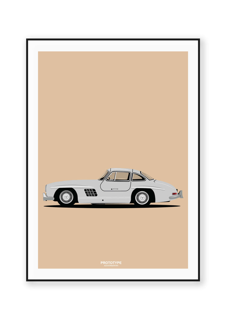Mercedes 300 SL Gullwing - affiche PROTOYPE ILLUSTRATIONS - ONIRIC