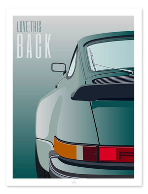 Ouvrir l&#39;image dans le diaporama, Affiche auto LOVE THIS BACK inspirée du modèle Porsche 930 Turbo 3,0 L - illustration ONIRIC
