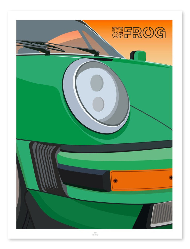 Affiche auto EYE OF FROG inspirée du modèle Porsche 911 2,7 L - illustration ONIRIC