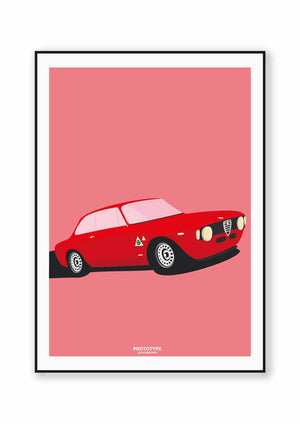 Ouvrir l&#39;image dans le diaporama, In bocca al Giulia - affiche Prototype Illustration inspirée de l&#39;Alfa Roméo Giulia
