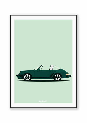 Ouvrir l&#39;image dans le diaporama, 911 cheveux aux vent - Porsche Targa - affiche PROTOYPE ILLUSTRATIONS - ONIRIC
