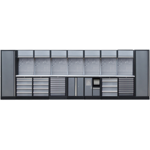 Ouvrir l&#39;image dans le diaporama, Etabli de garage - 16 éléments avec armoires - Set 1.9 Plateau inox

