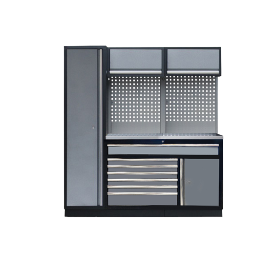 Etabli de garage - 4 éléments avec armoire - Set 1.4 Plateau inox