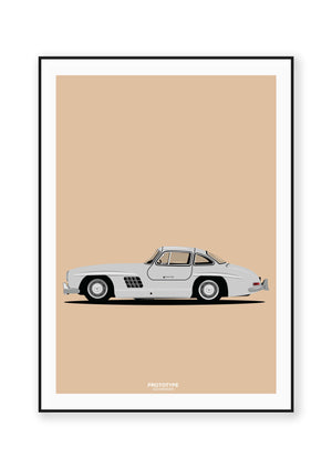 Ouvrir l&#39;image dans le diaporama, Mercedes 300 SL Gullwing - affiche PROTOYPE ILLUSTRATIONS - ONIRIC

