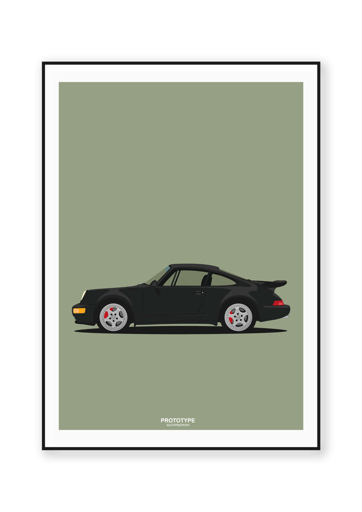 Porsche 964 Turbo 3.6 - affiche PROTOYPE ILLUSTRATIONS - ONIRIC