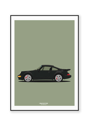 Ouvrir l&#39;image dans le diaporama, Porsche 964 Turbo 3.6 - affiche PROTOYPE ILLUSTRATIONS - ONIRIC
