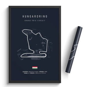 Ouvrir l&#39;image dans le diaporama, Circuit HUNGARORING - affiche illustratedtracks - ONIRIC
