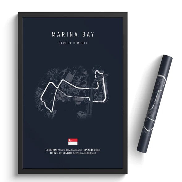 Circuit MARINA BAY- affiche illustratedtracks - ONIRIC