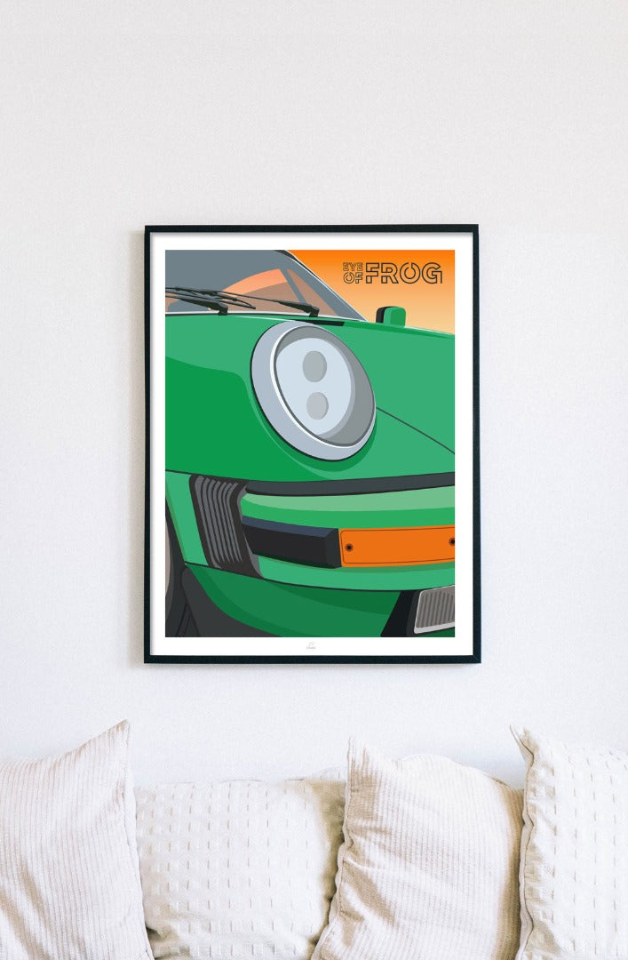 Affiche auto EYE OF FROG inspirée du modèle Porsche 911 2,7 L - illustration ONIRIC