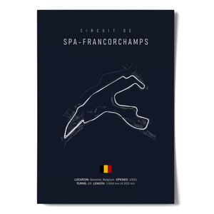 Ouvrir l&#39;image dans le diaporama, Circuit de SPA FRANCORCHAMPS - affiche ou toile canvas - Illustratedtracks - ONIRIC
