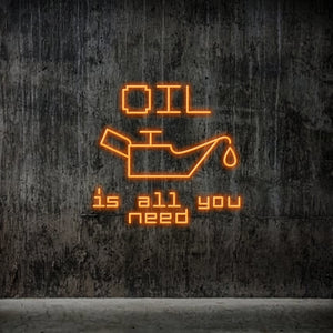 Ouvrir l&#39;image dans le diaporama, Néon lumineux &quot;OIL IS ALL YOU NEED&quot; orange par ONIRIC et La Maison du Néon
