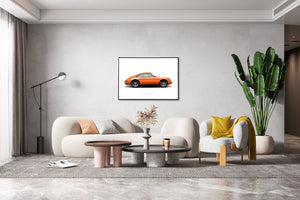 Affiche PORSCHE 911T Tangerine - illustration Reiniche Design