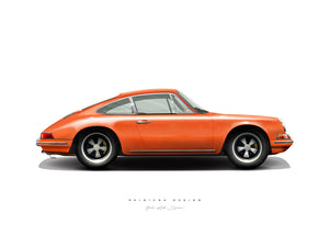 Ouvrir l&#39;image dans le diaporama, Affiche PORSCHE 911T Tangerine - illustration Reiniche Design
