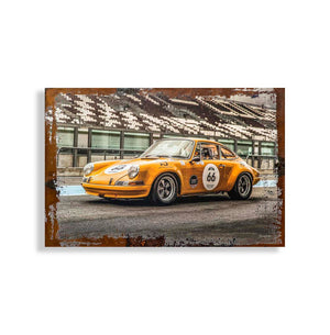 Ouvrir l&#39;image dans le diaporama, Rust&#39;Art - Œuvre photo métallique à tirage unique PORSCHE 2.5L ST - 1970
