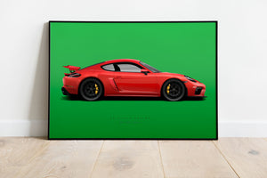 Affiche PORSCHE 718 Rouge - illustration Reiniche Design