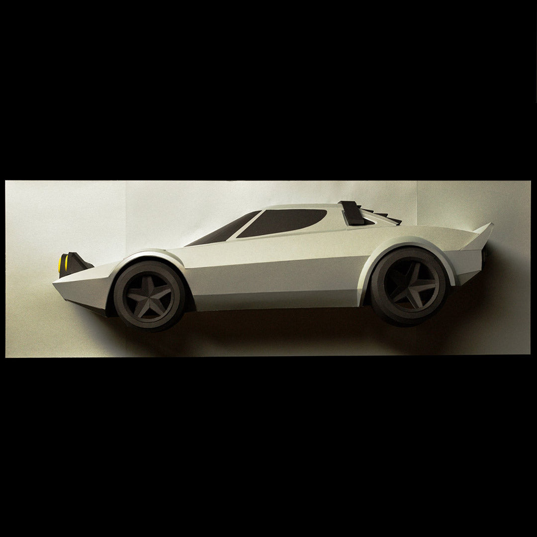 Sculpture de voiture en papier "Rallye Legend" Lancia Stratos (1:6) - Paperlegend ONIRIC