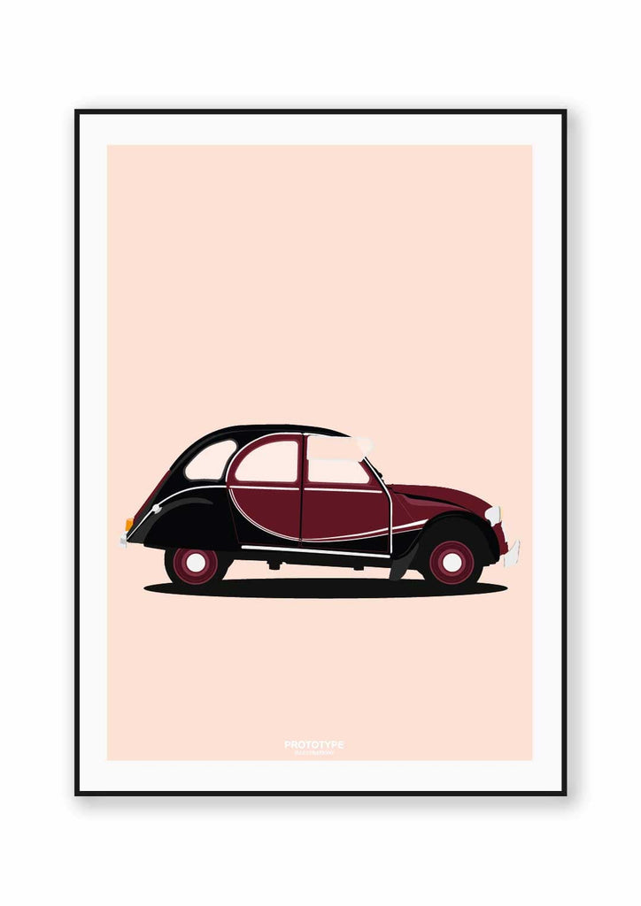 Charles in Paris - affiche Prototype Illustration inspirée de la Citroën 2CV