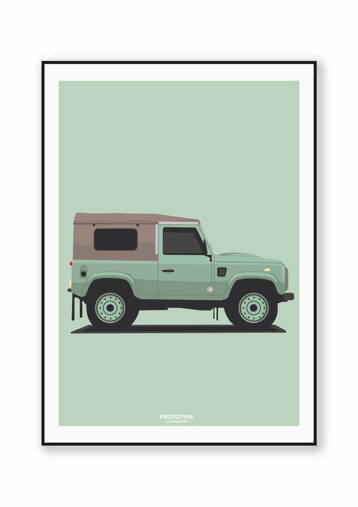 Defender d'entrer - affiche Prototype Illustration inspirée du Land Rover Defender