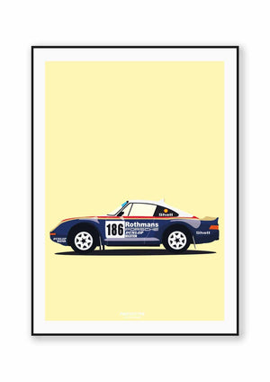 Ouvrir l&#39;image dans le diaporama, 959 désertique - affiche Prototype Illustration inspirée de la Porsche 959 Paris-Dakar
