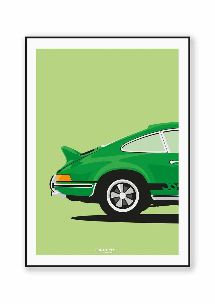 Green Carrera - affiche Prototype Illustration inspirée de la Porsche Carrera 2,7 litres