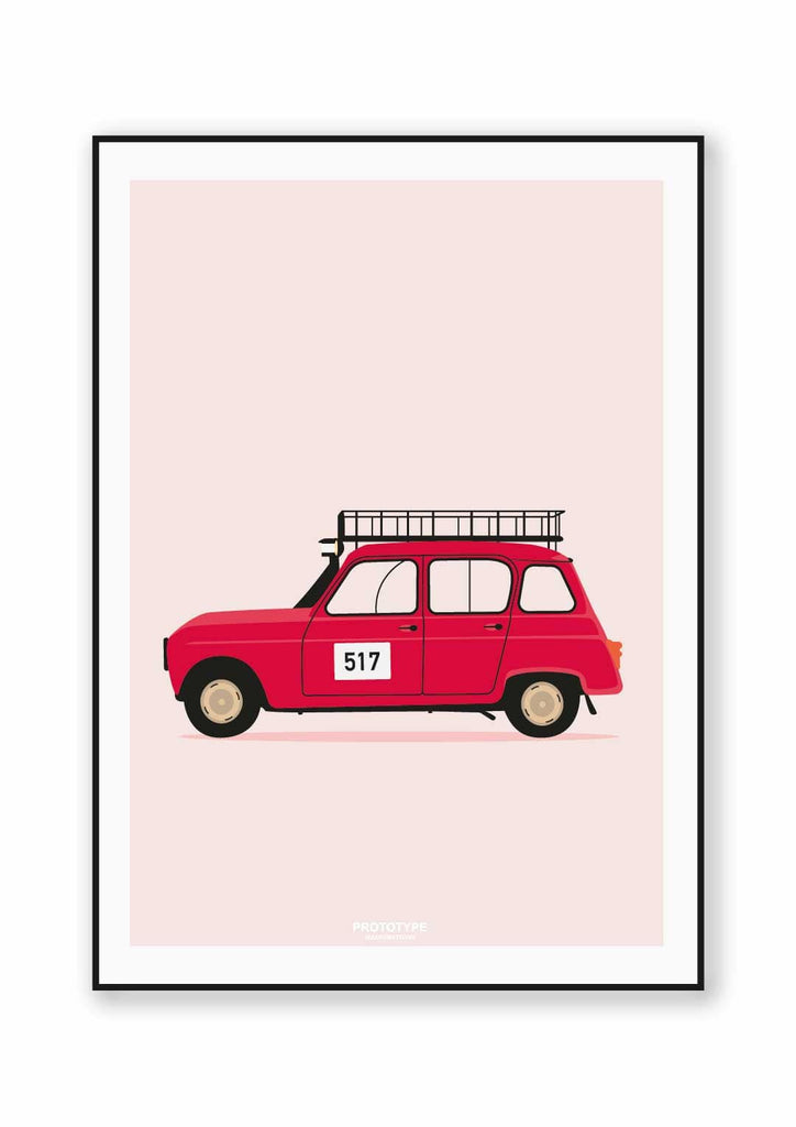 L'iconique 4L - affiche Prototype Illustration inspirée de la Renault 4