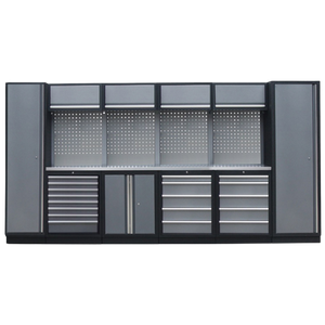 Ouvrir l&#39;image dans le diaporama, Etabli de garage - 10 éléments avec armoires - Set 1.7 Plateau inox
