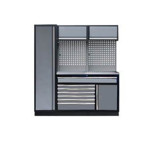 Ouvrir l&#39;image dans le diaporama, Etabli de garage - 4 éléments avec armoire - Set 1.4 Plateau inox
