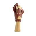 Gants En Cuir Mi-doigts Tactiles - Homme & Femme - Conduite, Vélo, Mode - Noir Perforé & Autres Couleurs - Taille L - 1